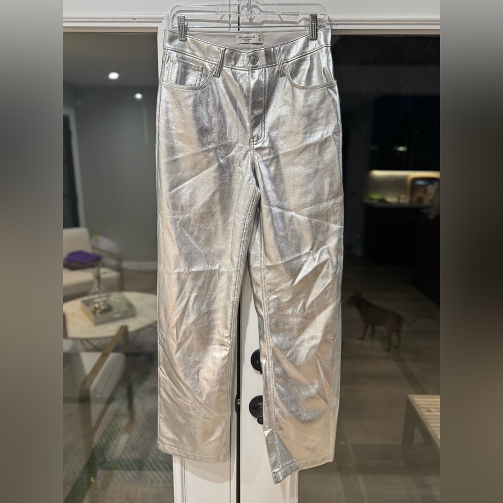 Abercrombie & Fitch Silver Metallic Pants